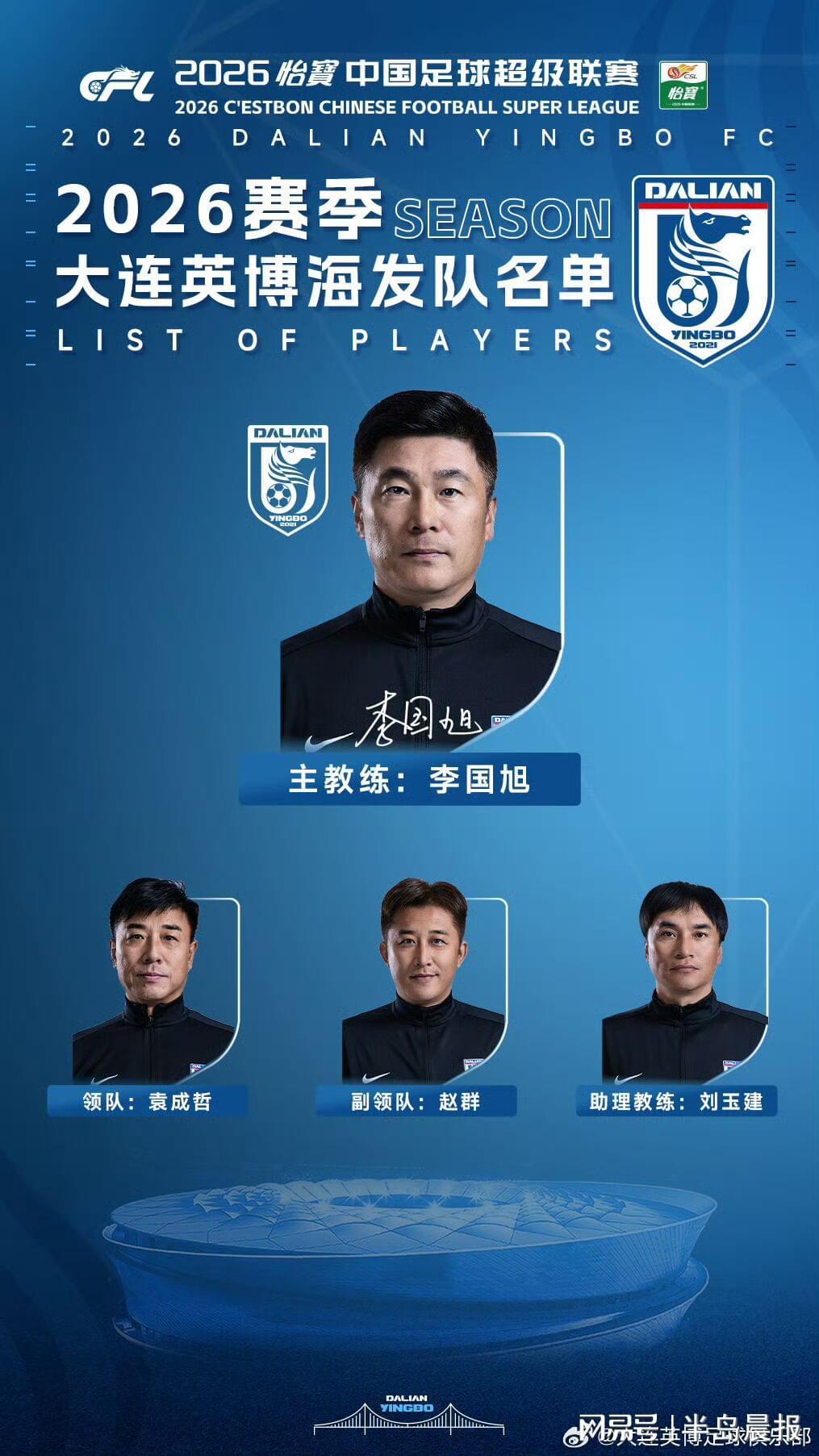 bwin必赢-大连英博公布新赛季名单